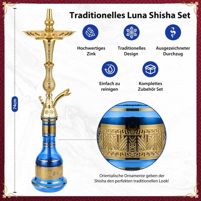 Luna Hookah Shisha Tradi Set Blau Details Luna Hookah Shisha Tradi Set Blau Details