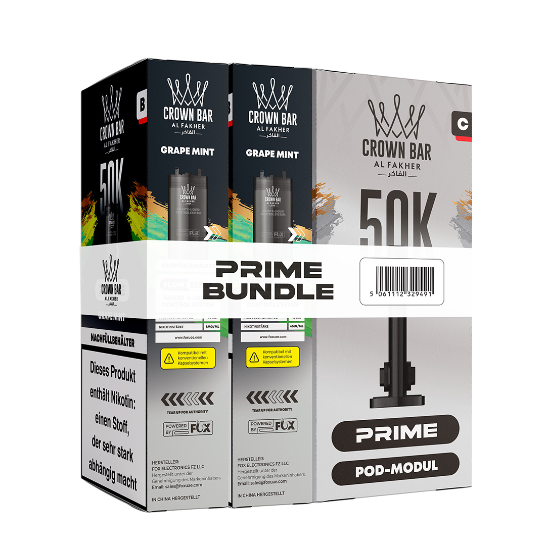 Al Fakher Crown Bar 50k Hypermax Prime Pod Bundle Grape Mint