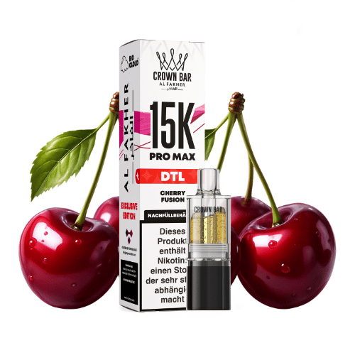 Al Fakher Crown Bar 15k Pro Max DTL Pod Cherry Fusion 10ml Al Fakher Crown Bar 15k Pro Max DTL Pod Cherry Fusion 10ml