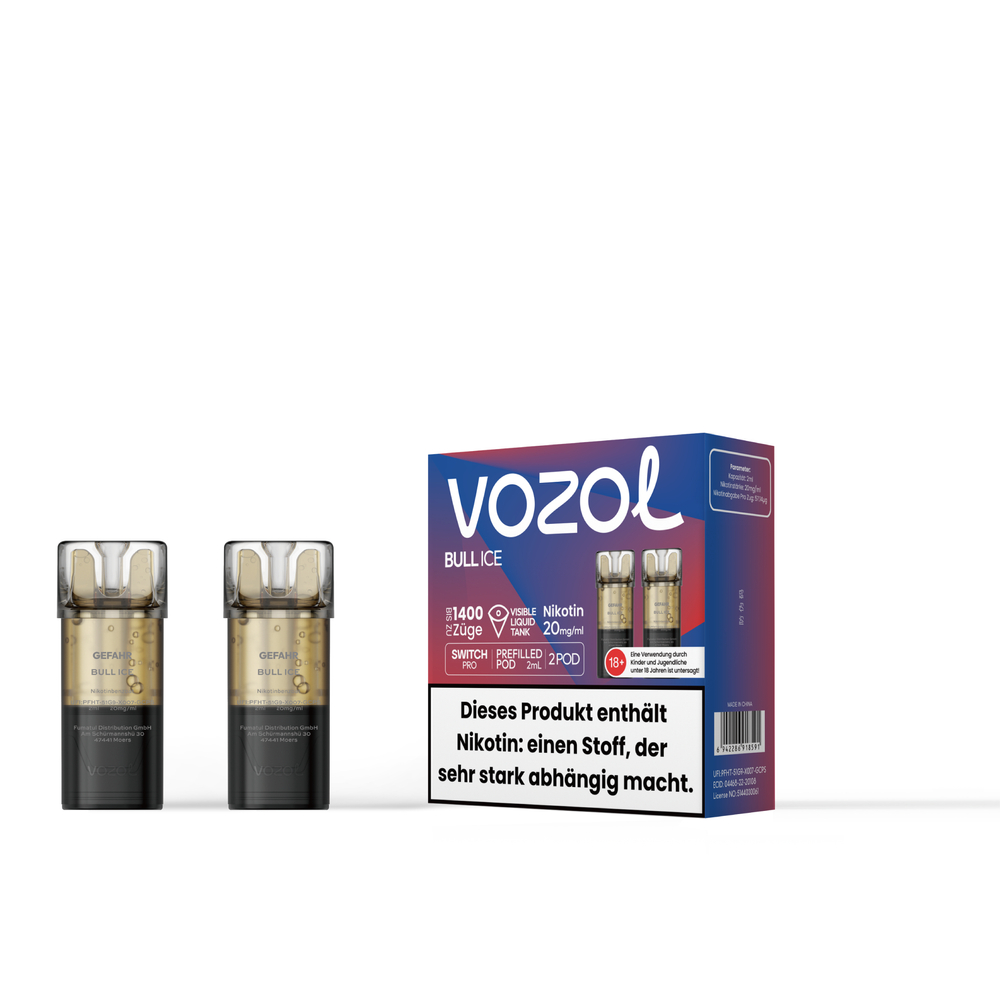 Vozol Switch Pro - Pod - Bull Ice 2% Nikotin 700 Züge (2 Pods)