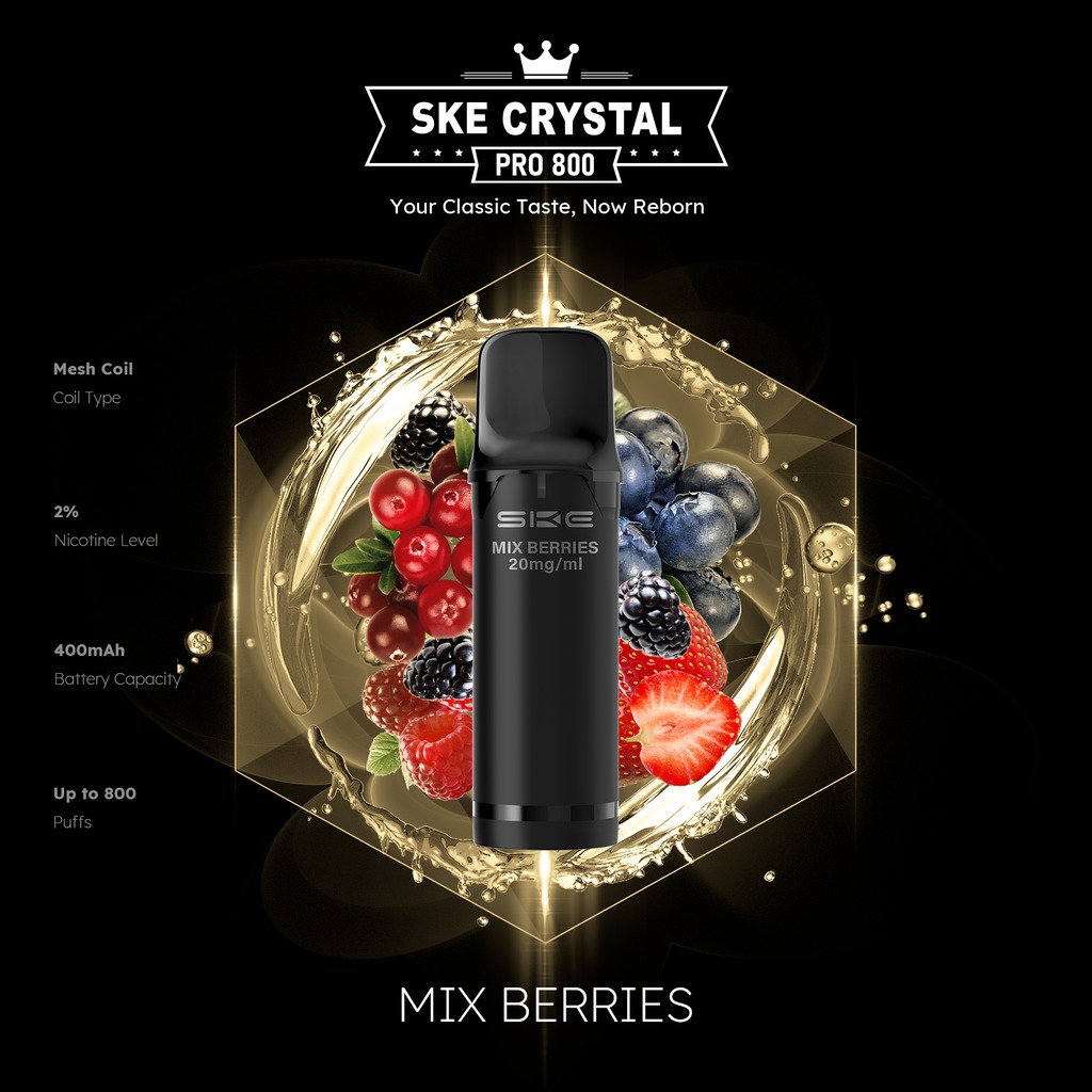 SKE Crystal Pro 800 Pod - Mix Berries 2% Nikotin (2er Pack)
