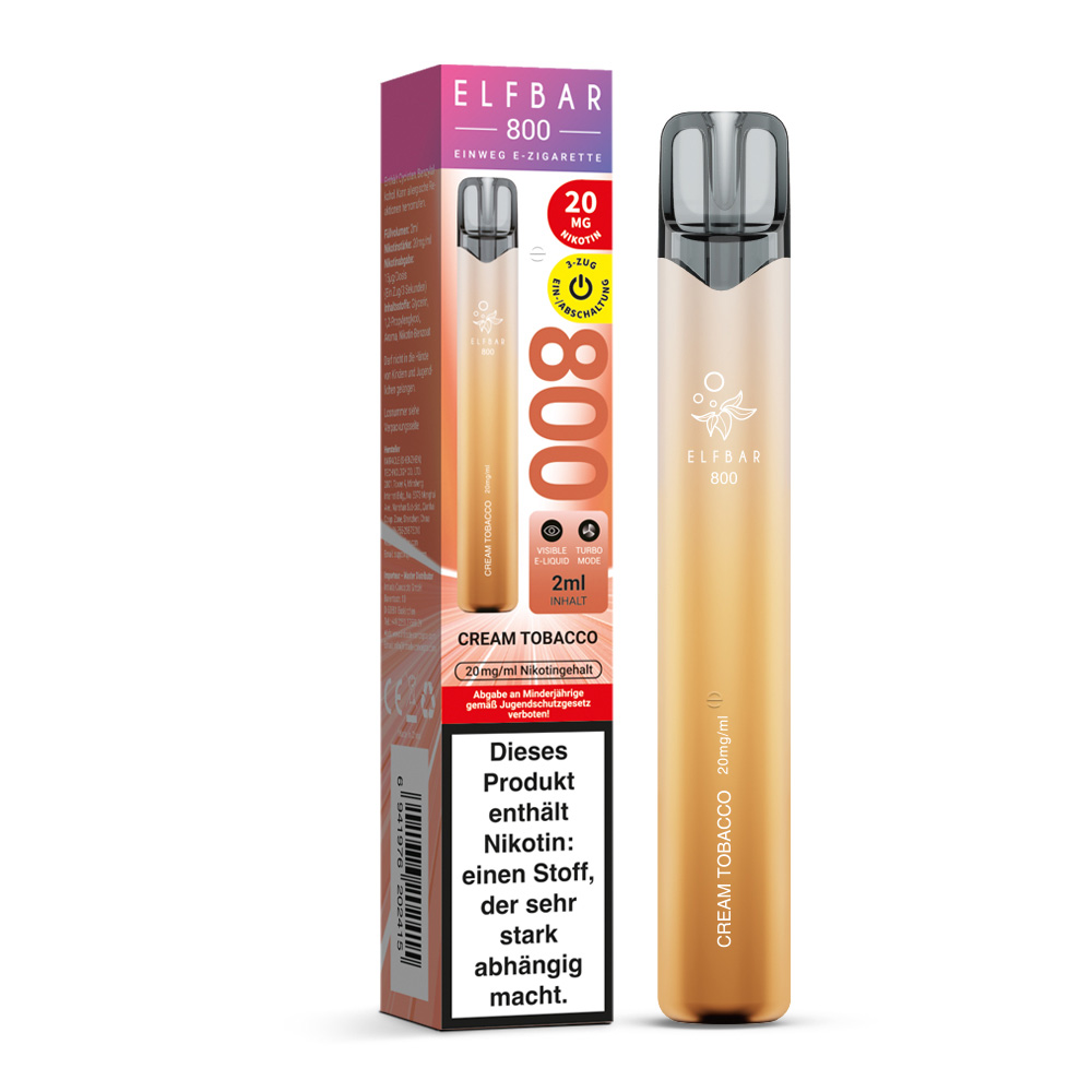 Elfbar 800 Einweg E-Zigarette Cream Tobacco Elfbar 800 Einweg E-Zigarette Cream Tobacco