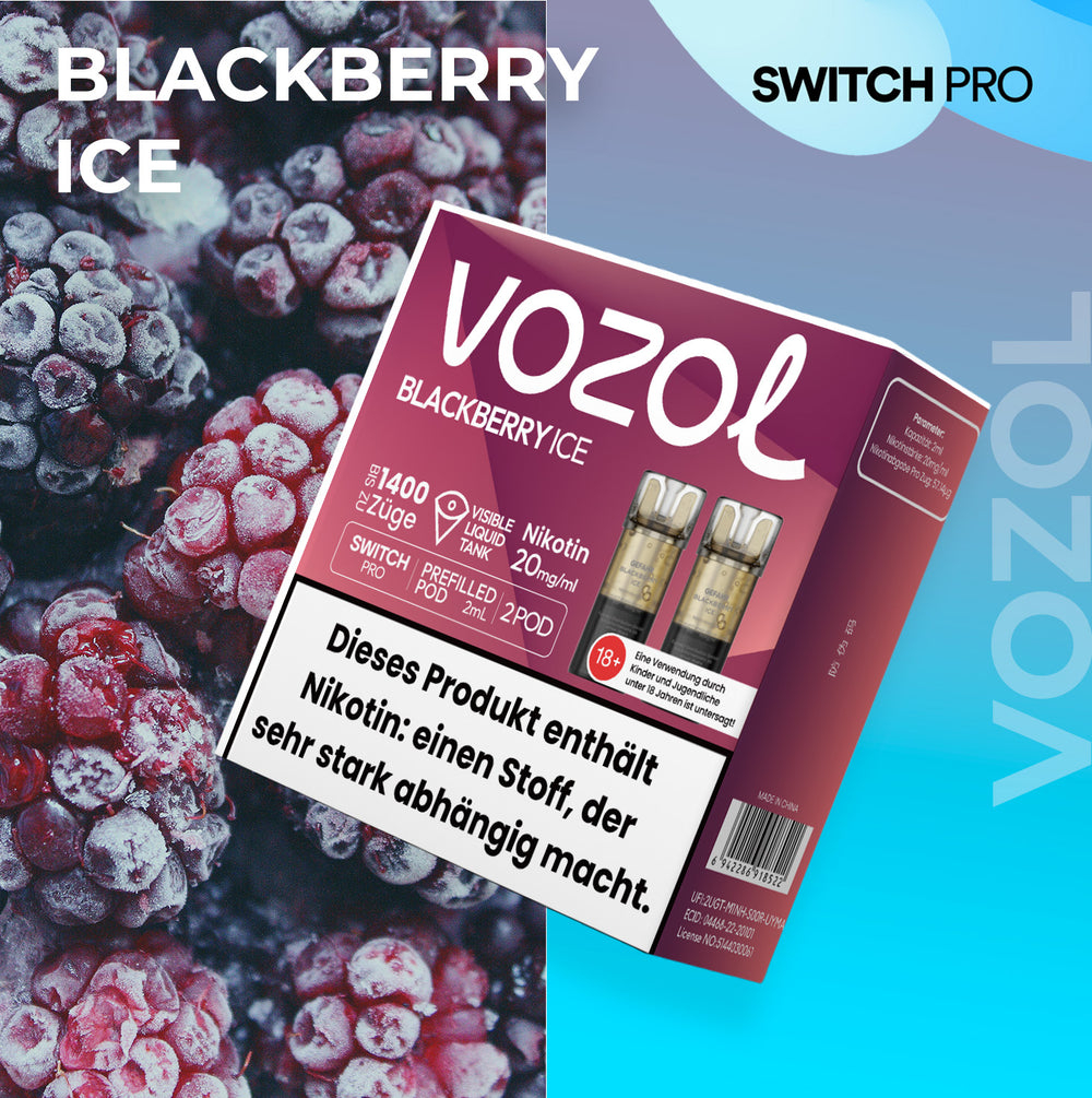 Vozol Switch Pro - Pod - Blackberry Ice 2% Nikotin 700 Züge (2 Pods)