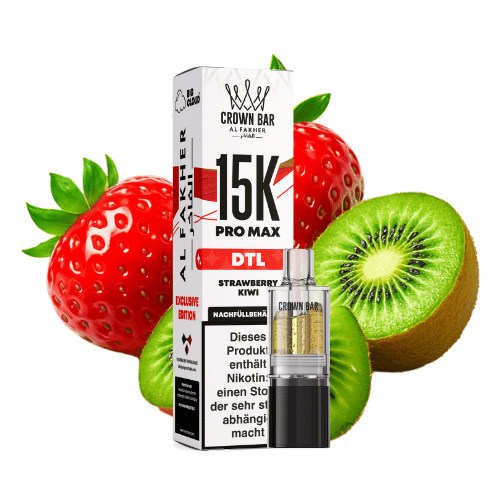 Al Fakher Crown Bar 15k Pro Max DTL Pod Strawberry Kiwi 10ml Al Fakher Crown Bar 15k Pro Max DTL Pod Strawberry Kiwi 10ml
