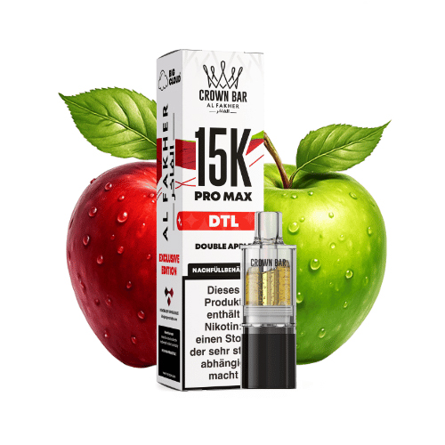Al Fakher Crown Bar 15k Pro Max DTL Pod Double Apple 10ml Al Fakher Crown Bar 15k Pro Max DTL Pod Double Apple 10ml
