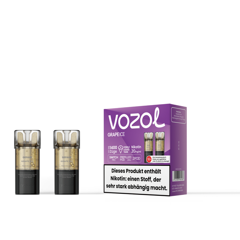 Vozol Switch Pro - Pod - Grape Ice 2% Nikotin 700 Züge (2 Pods)