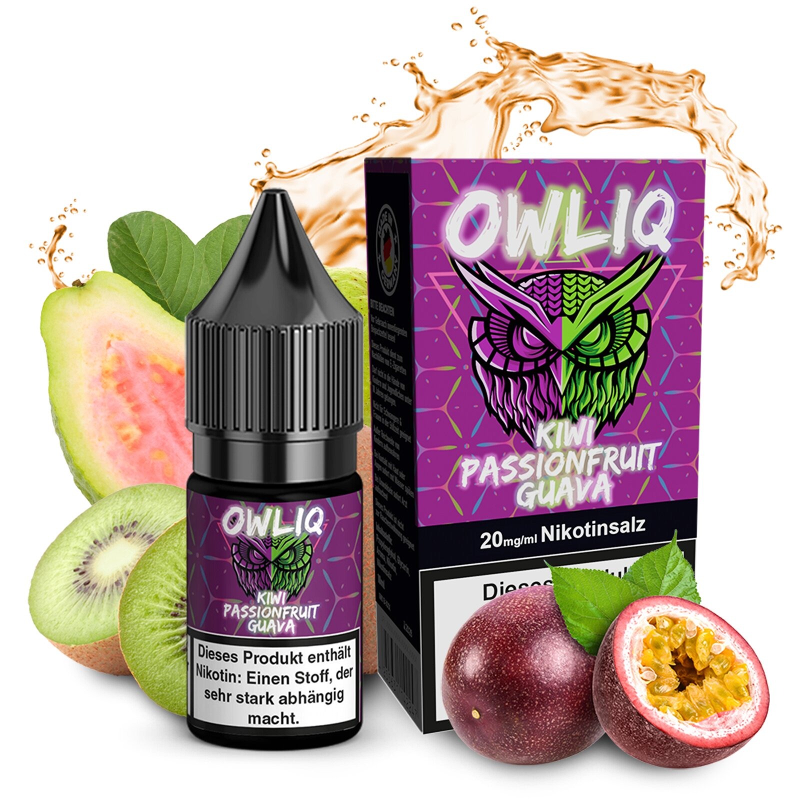 Owliq Liquid Kiwi Passionfruit Guava 10ml 20mg Owliq Liquid Kiwi Passionfruit Guava 10ml 20mg