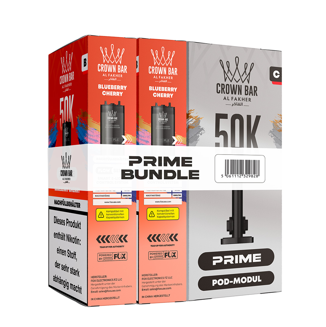 Al Fakher Crown Bar 50k Hypermax Prime Pod Bundle Blueberry Cherry