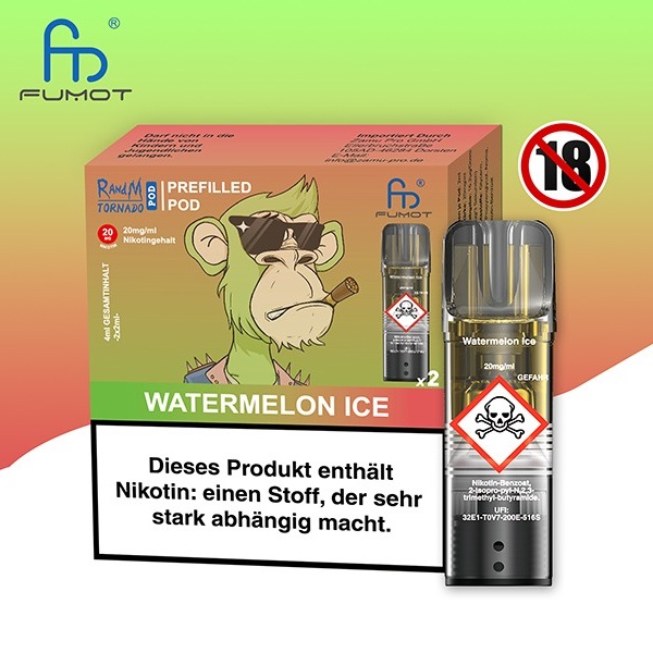 RandM Tornado - POD - Watermelon Ice 2% Nikotin 600 Züge (2 Pods)