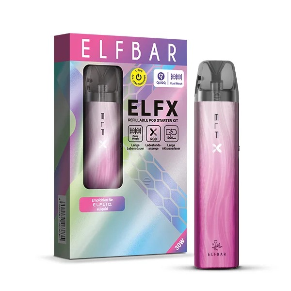 Elfbar ElfX Refillable Pod Kit Silver Pink Elfbar ElfX Refillable Pod Kit Silver Pink