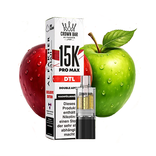 Al Fakher Crown Bar 15k Pro Max DTL Pod Two Apple 10ml Al Fakher Crown Bar 15k Pro Max DTL Pod Double Apple 10ml
