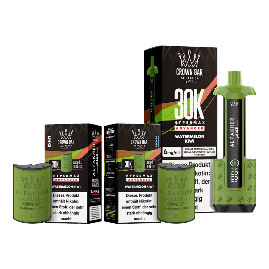 Al Fakher Crown Bar 30K Hypermax Advanced Watermelon Kiwi Al Fakher Crown Bar 30K Hypermax Advanced Watermelon Kiwi