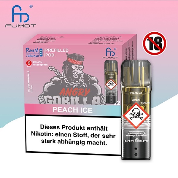 RandM Tornado - POD - Peach Ice 2% Nikotin 600 Züge (2 Pods)