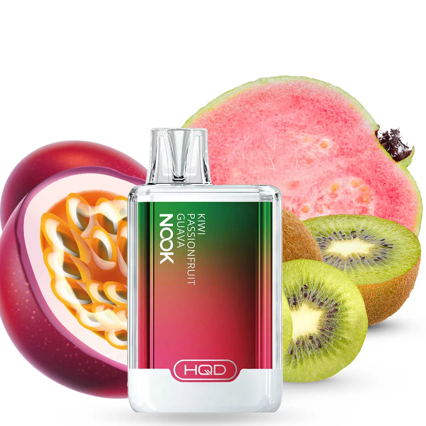 HQD Nook - Vape Einweg E-Zigarette - Kiwi Passionfruit Guava 1,8% Nikotin
