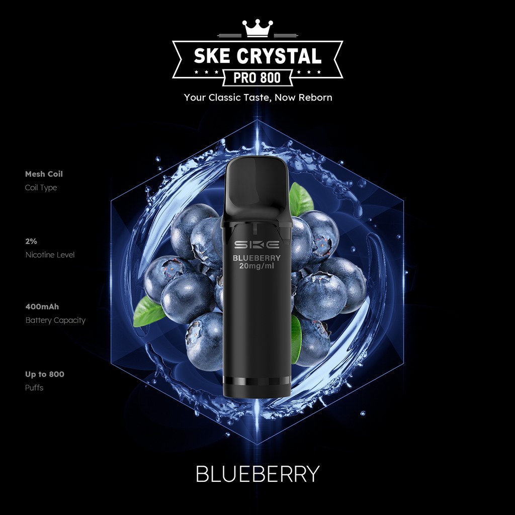 SKE Crystal Pro 800 Pod - Blueberry 2% Nikotin (2er Pack)