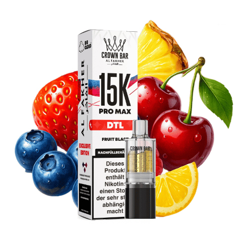 Al Fakher Crown Bar 15k Pro Max DTL Pod Fruit Blast 10ml Al Fakher Crown Bar 15k Pro Max DTL Pod Fruit Blast 10ml