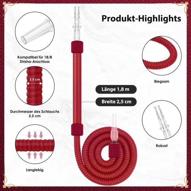 Luna Hookah Shisha Tradi Set Rot Schlauch Luna Hookah Shisha Tradi Set Rot Schlauch