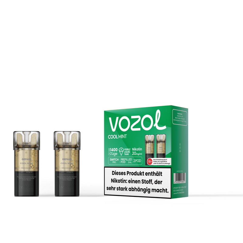 Vozol Switch Pro - Pod - Cool Mint 2% Nikotin 700 Züge (2 Pods)