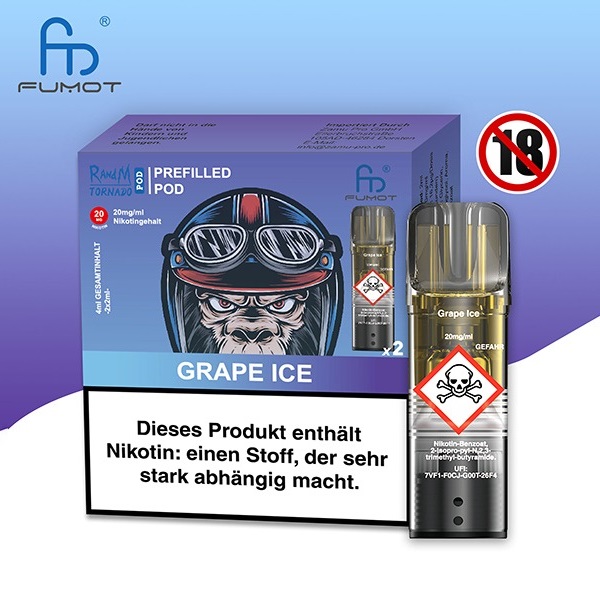 RandM Tornado - POD - Grape Ice 2% Nikotin 600 Züge (2 Pods)