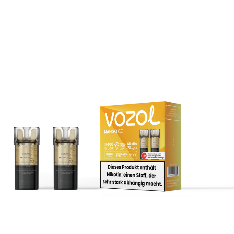 Vozol Switch Pro - Pod - Mango Ice 2% Nikotin 700 Züge (2 Pods)