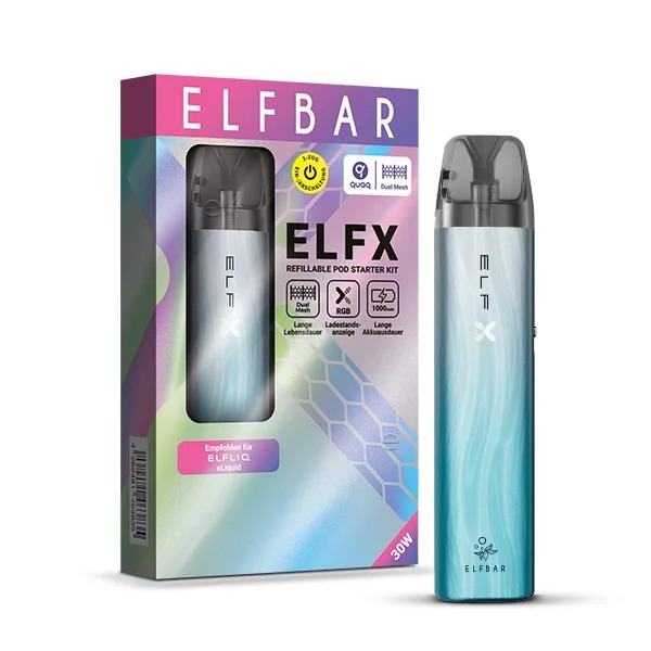 Elfbar ElfX Refillable Pod Kit Silver Blue Elfbar ElfX Refillable Pod Kit Silver Blue