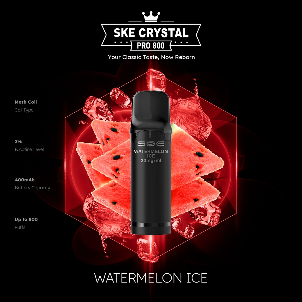 SKE Crystal Pro 800 Pod - Watermelon Ice 2% Nikotin (2er Pack)