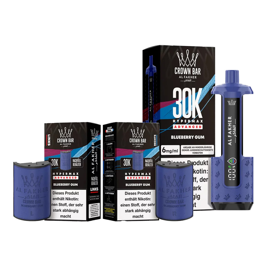 Al Fakher Crown Bar 30K Hypermax Advanced Blueberry Gum Al Fakher Crown Bar 30K Hypermax Advanced Blueberry Gum