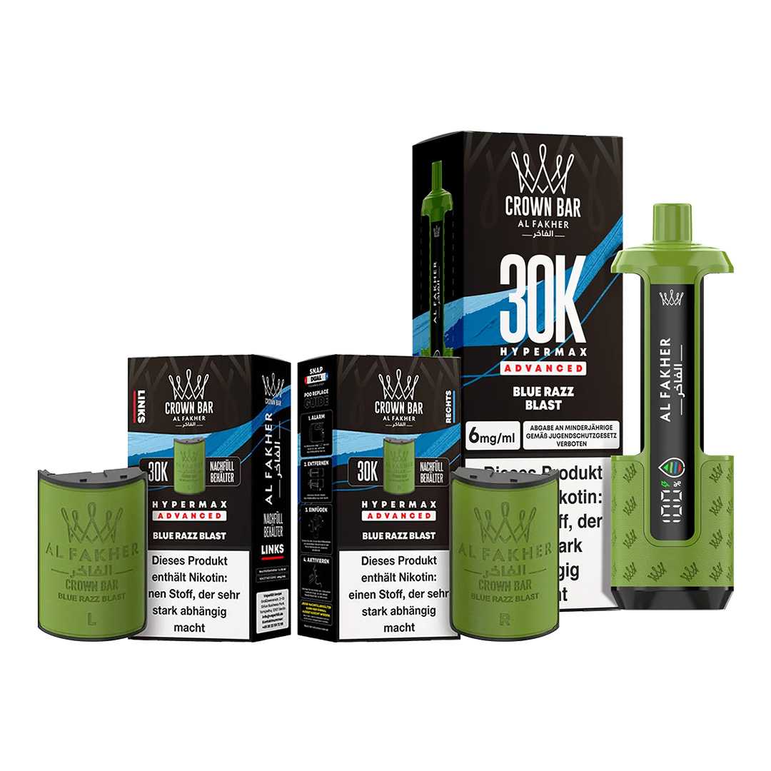 Al Fakher Crown Bar 30K Hypermax Advanced Blue Razz Blast