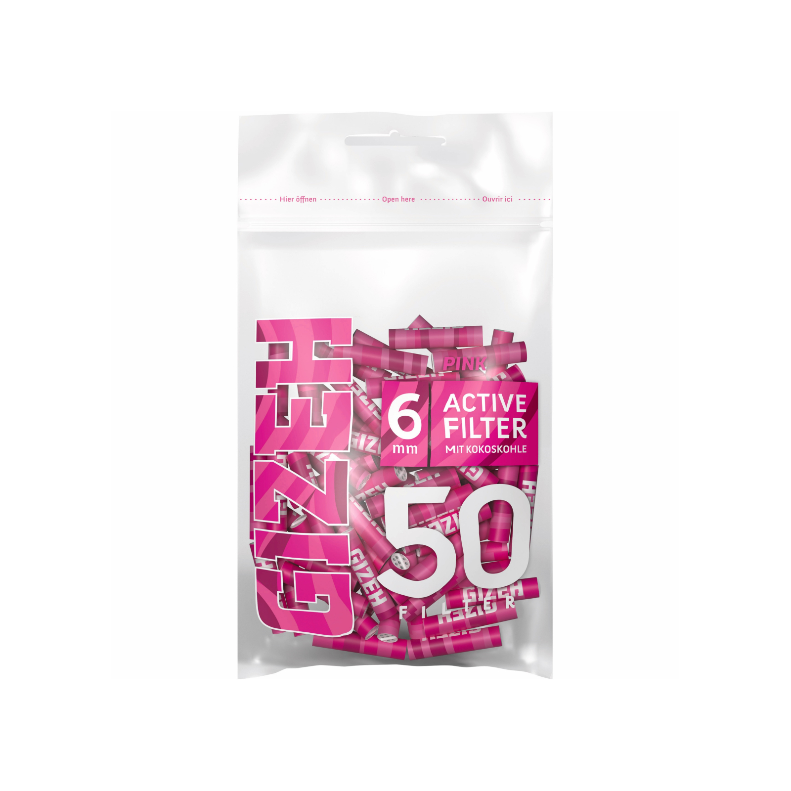 Gizeh - Pink Aktivkohlefilter Ø 6mm 50 Stück
