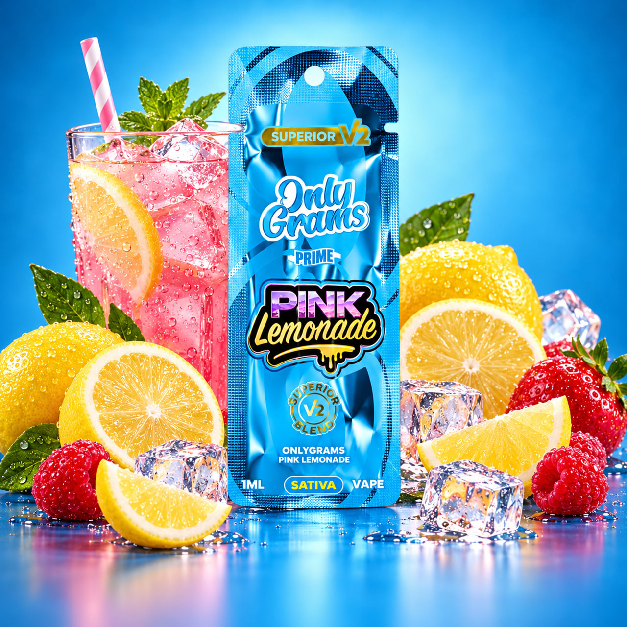 Only Grams Superior V2 Blend Vape Pink Lemonade 1ml