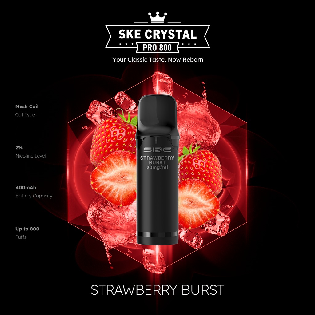 SKE Crystal Pro 800 Pod - Strawberry Burst 2% Nikotin (2er Pack)