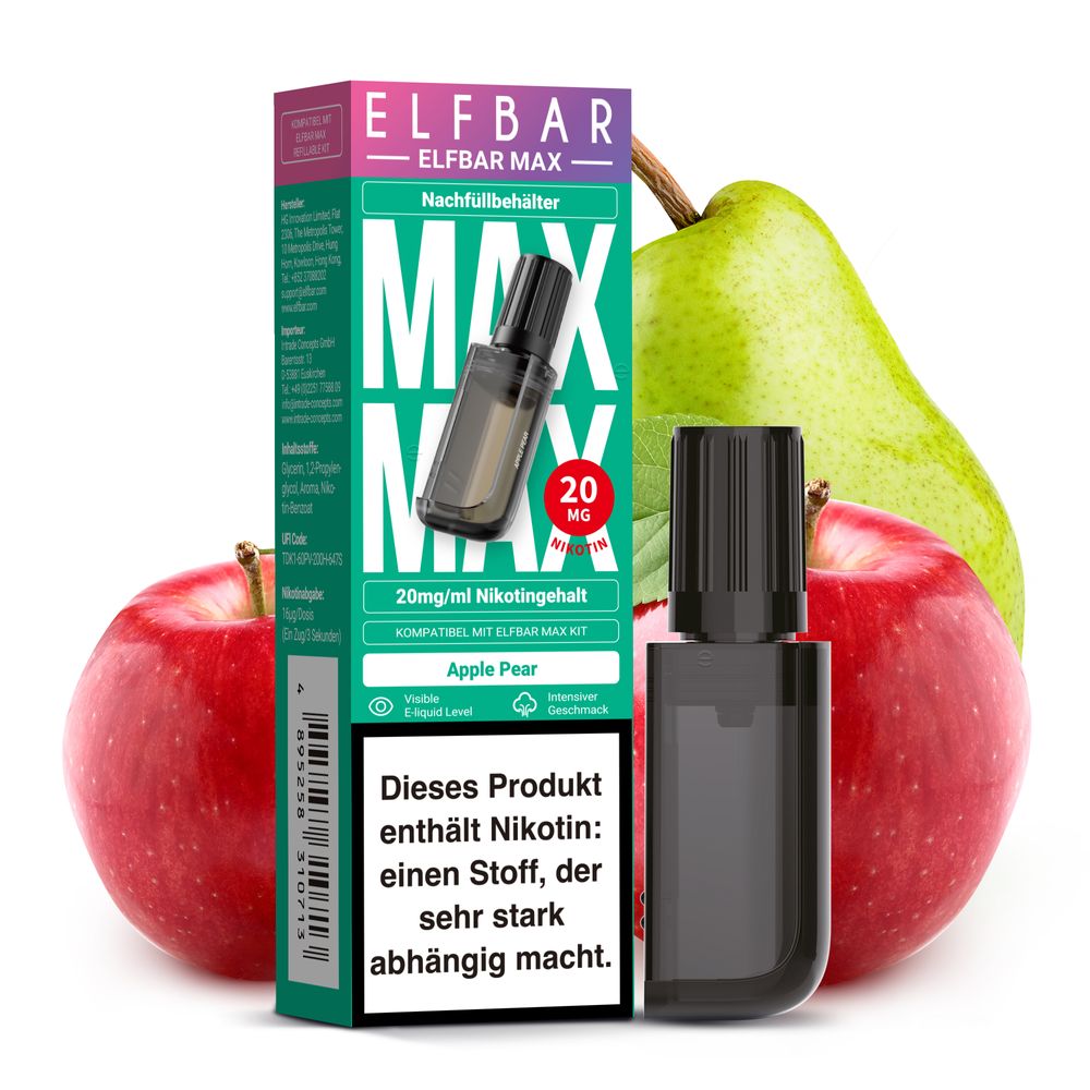 Elfbar MAX Pod Apple Pear 20mg Nikotin Elfbar MAX Pod Apple Pear 20mg Nikotin
