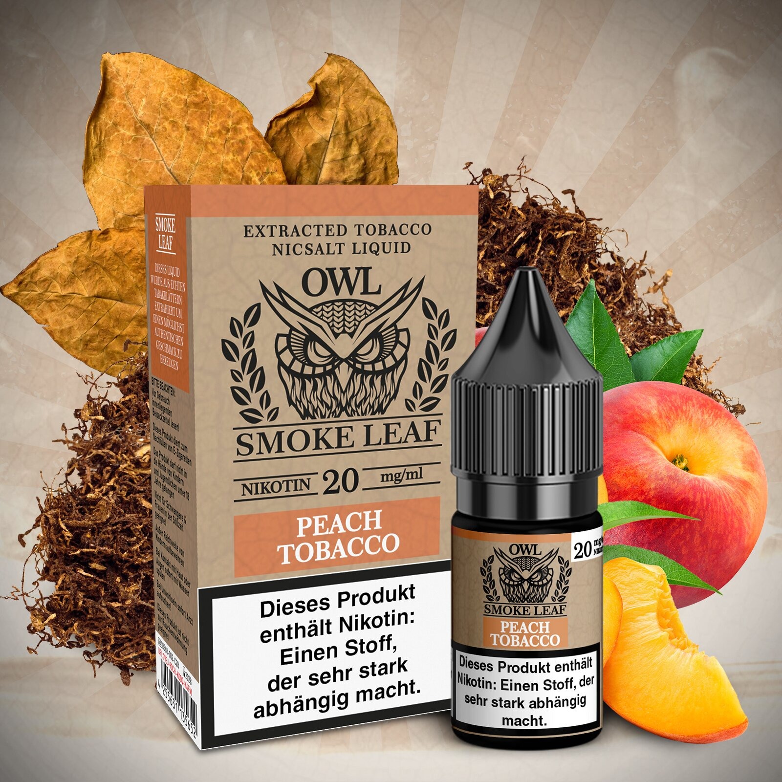 Owl Smoke Leaf Liquid Peach Tobacco 10ml 20mg Owl Smoke Leaf Liquid Peach Tobacco 10ml 20mg