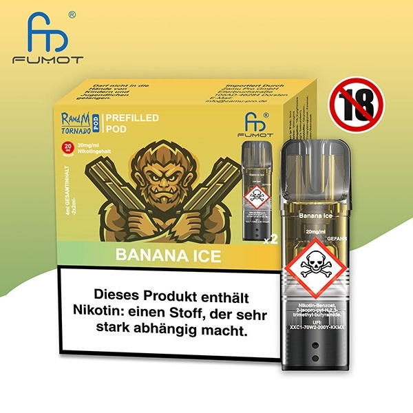RandM Tornado - POD - Banana Ice 2% Nikotin 600 Züge (2 Pods)
