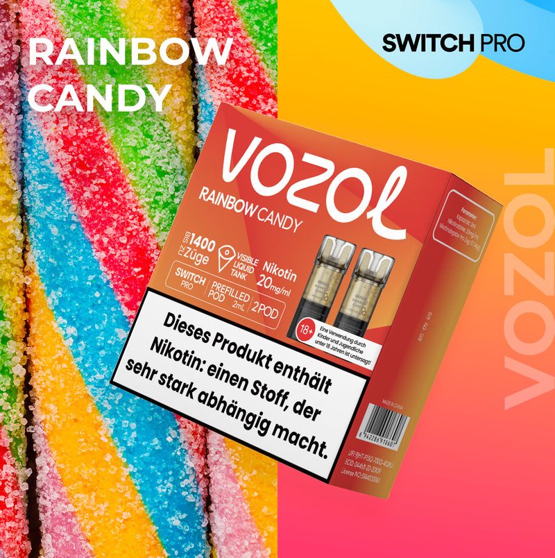Vozol Switch Pro - Pod - Rainbow Candy 2% Nikotin 700 Züge (2 Pods)