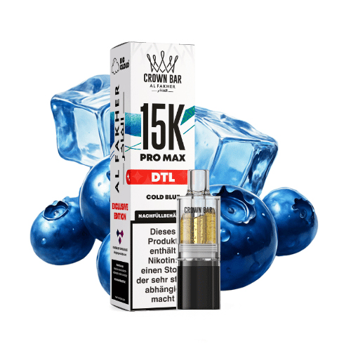 Al Fakher Crown Bar 15k Pro Max DTL Pod Cold Blue 10ml Al Fakher Crown Bar 15k Pro Max DTL Pod Cold Blue 10ml