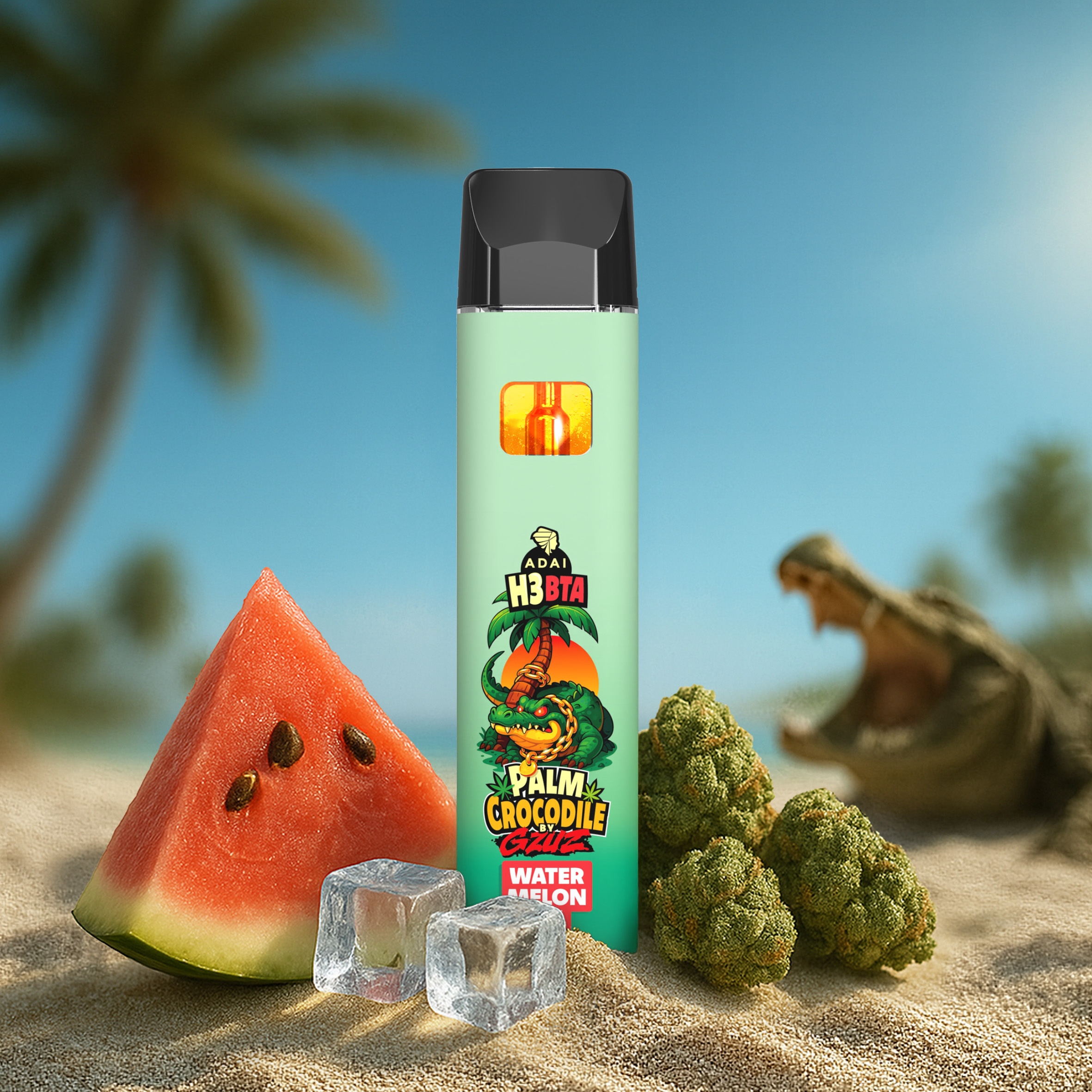 Palm Crocodile by GZUZ H3BTA Vape Watermelon Ice 1ml Palm Crocodile by GZUZ H3BTA Vape Watermelon Ice 1ml