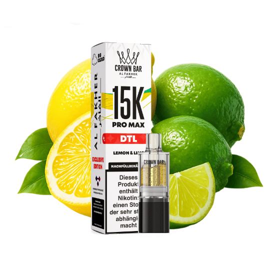 Al Fakher Crown Bar 15k Pro Max DTL Pod Lemon & Lime 10ml Al Fakher Crown Bar 15k Pro Max DTL Pod Lemon & Lime 10ml