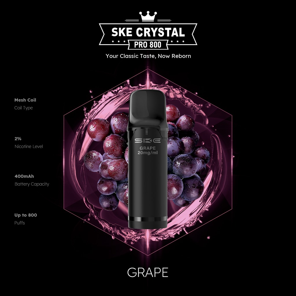 SKE Crystal Pro 800 Pod - Grape 2% Nikotin (2er Pack)