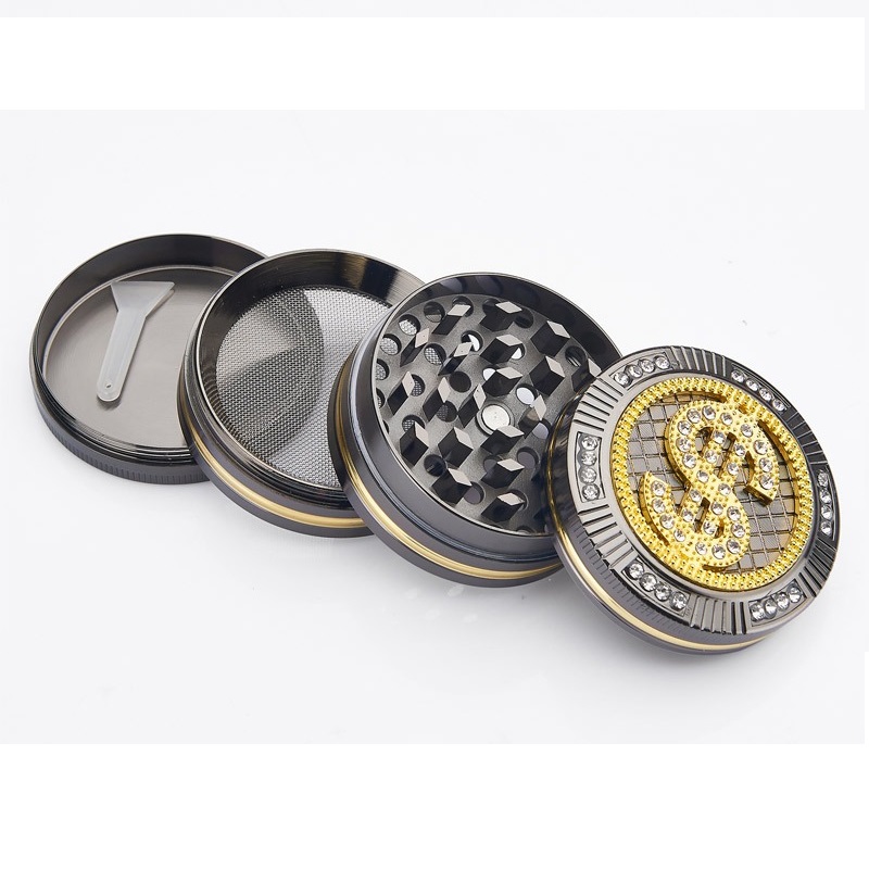 Champ High Grinder Bling Bling Dollar 4-Teilig 50 mm Einzelteile Champ High Grinder Bling Bling Dollar 4-Teilig 50 mm Einzelteile