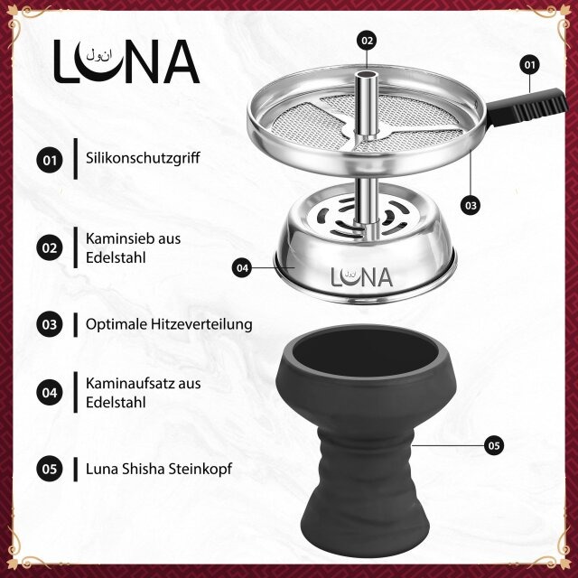 Luna Hookah Shisha Tradi Set Rot Kopf Luna Hookah Shisha Tradi Set Rot Kopf