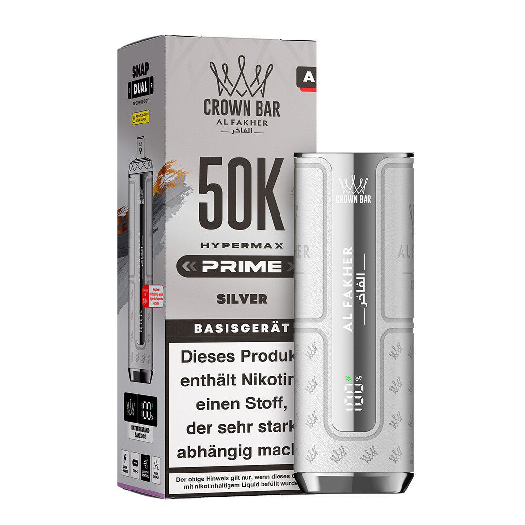 Al Fakher Crown Bar 50K Hypermax Prime Basisgerät Silver Al Fakher Crown Bar 50K Hypermax Prime Basisgerät Silver