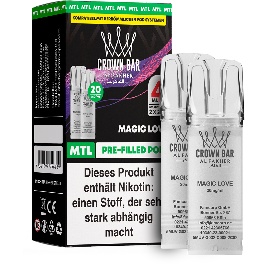 Al Fakher Crown Bar 600 MTL Pod Magic Love Al Fakher Crown Bar 600 MTL Pod Magic Love