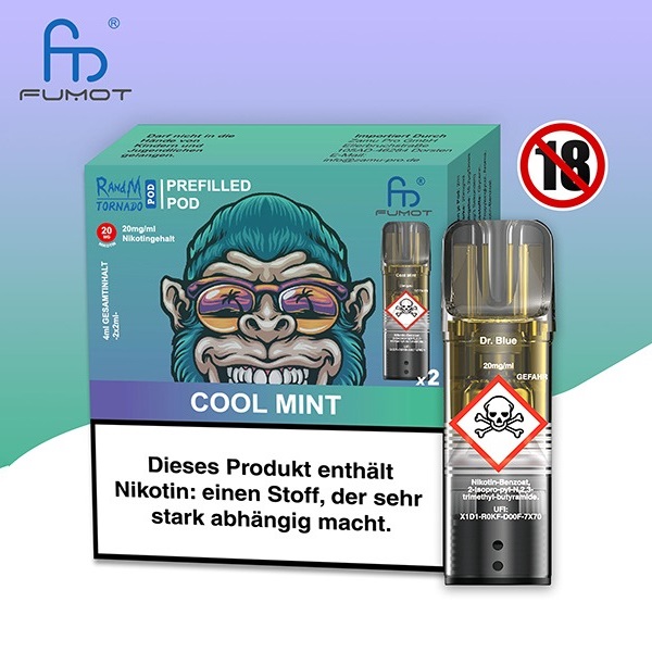 RandM Tornado - POD - Cool Mint 2% Nikotin 600 Züge (2 Pods)