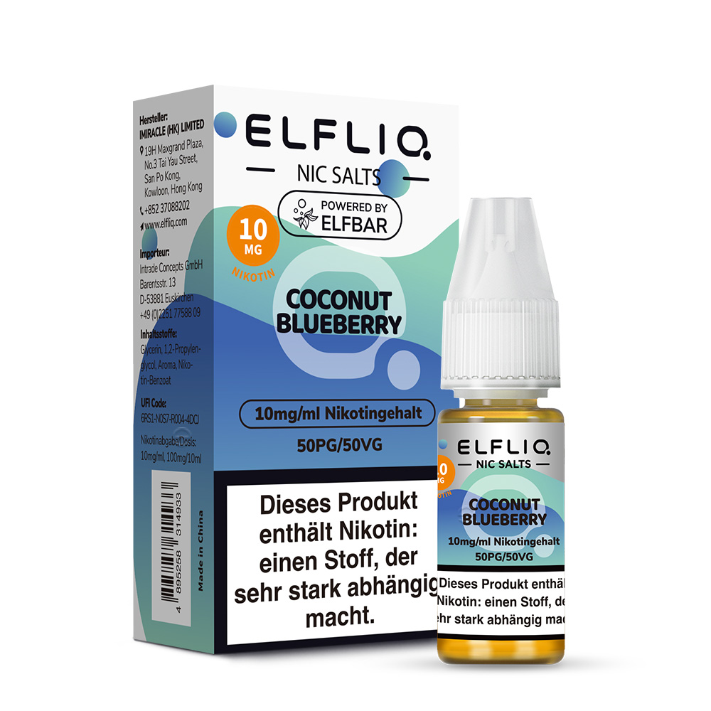 Elfliq Nikotinsalz Liquid Coconut Blueberry 10mg 10ml Elfliq Nikotinsalz Liquid Coconut Blueberry 10mg 10ml