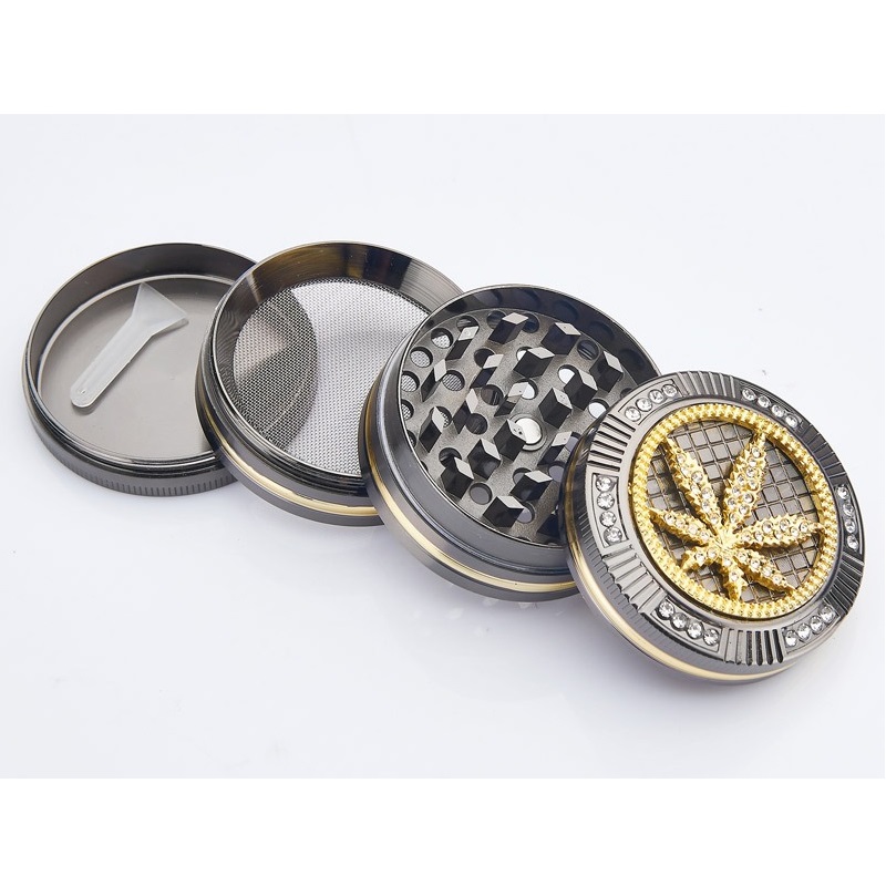 Champ High Grinder Bling Bling Leaf 4-Teilig 50 mm Einzelteile Champ High Grinder Bling Bling Leaf 4-Teilig 50 mm Einzelteile