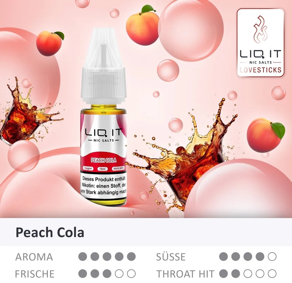 Lovesticks Liq It Liquid Peach Cola 10ml Eigenschaften Lovesticks Liq It Liquid Peach Cola 10ml Eigenschaften