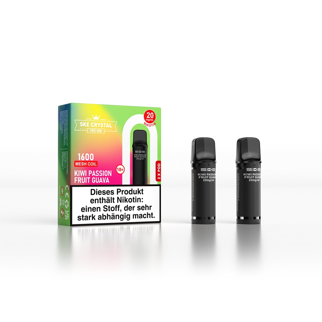 SKE Crystal Pro 800 Pod - Kiwi Passion Fruit Guava 2% Nikotin (2er Pack)