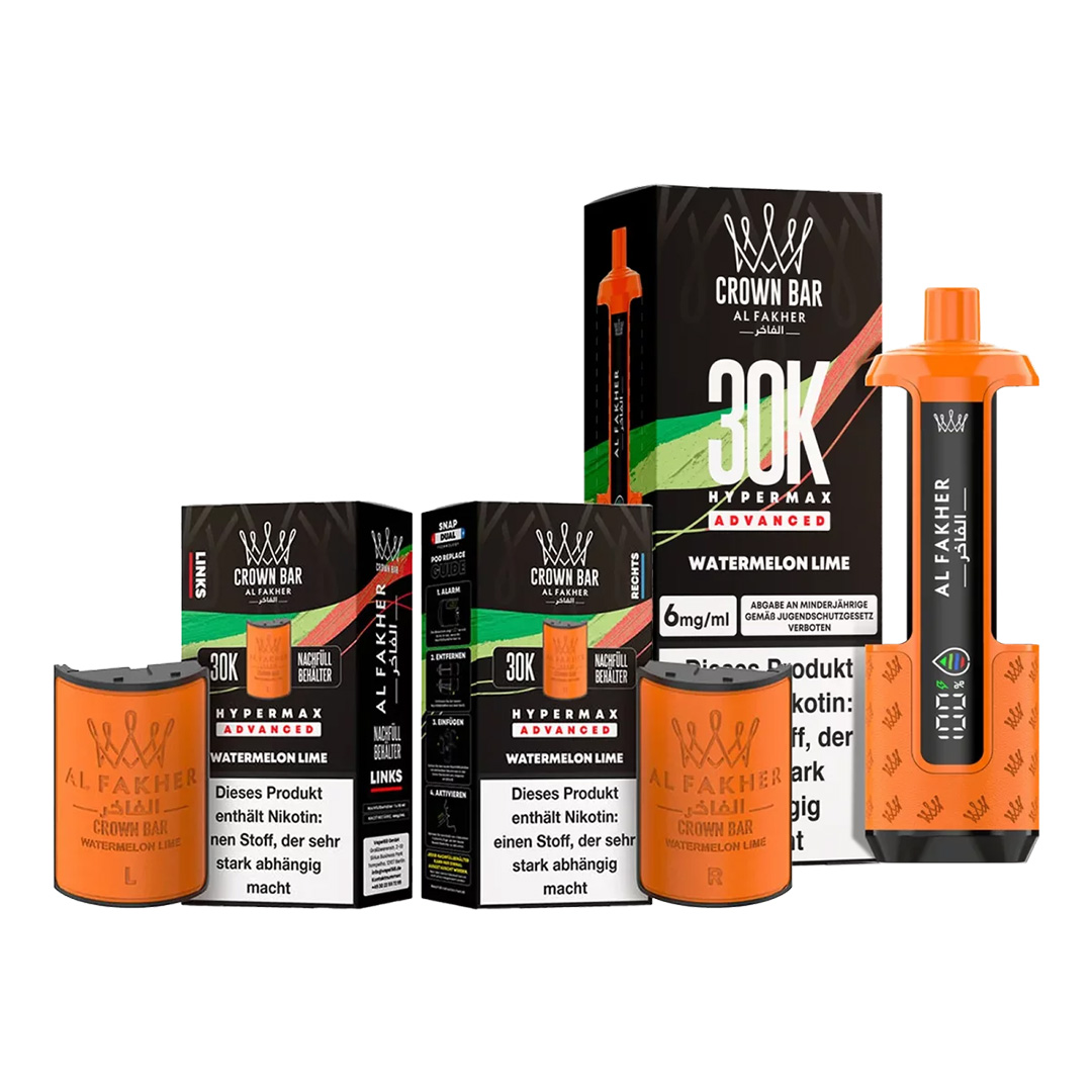 Al Fakher Crown Bar 30K Hypermax Advanced Watermelon Lime Al Fakher Crown Bar 30K Hypermax Advanced Watermelon Lime