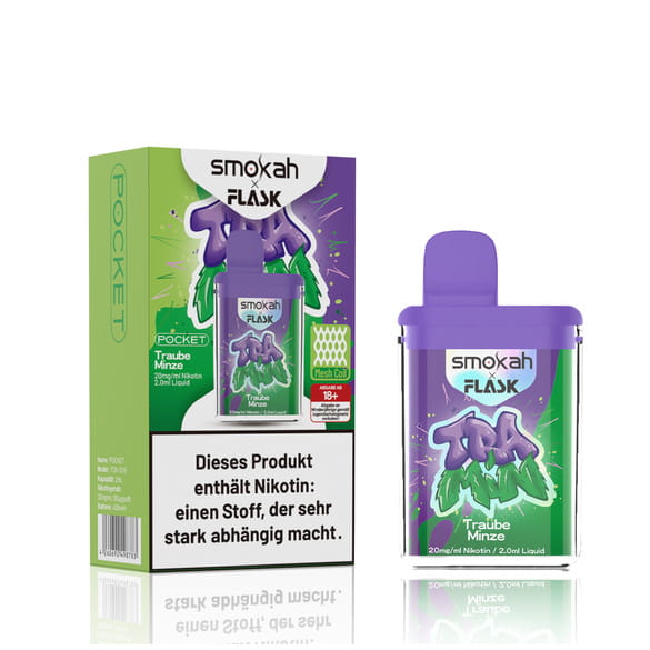 Smokah x Flask Pocket - Einweg E-Shisha - Tramin 2% Nikotin